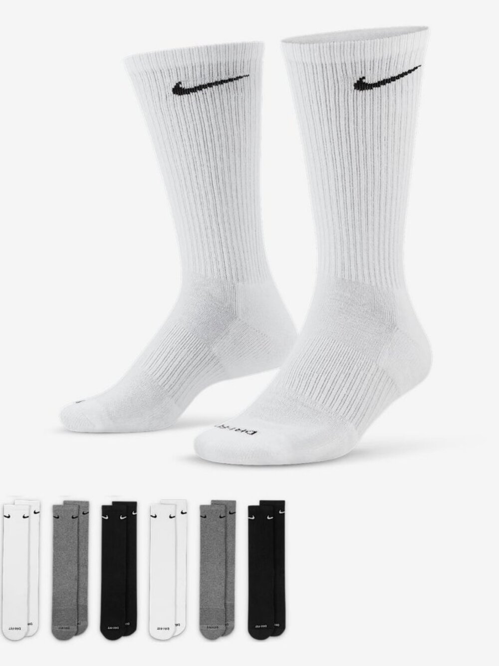 Nike Everyday Cushion Crew Socks L NWT SX6897-100